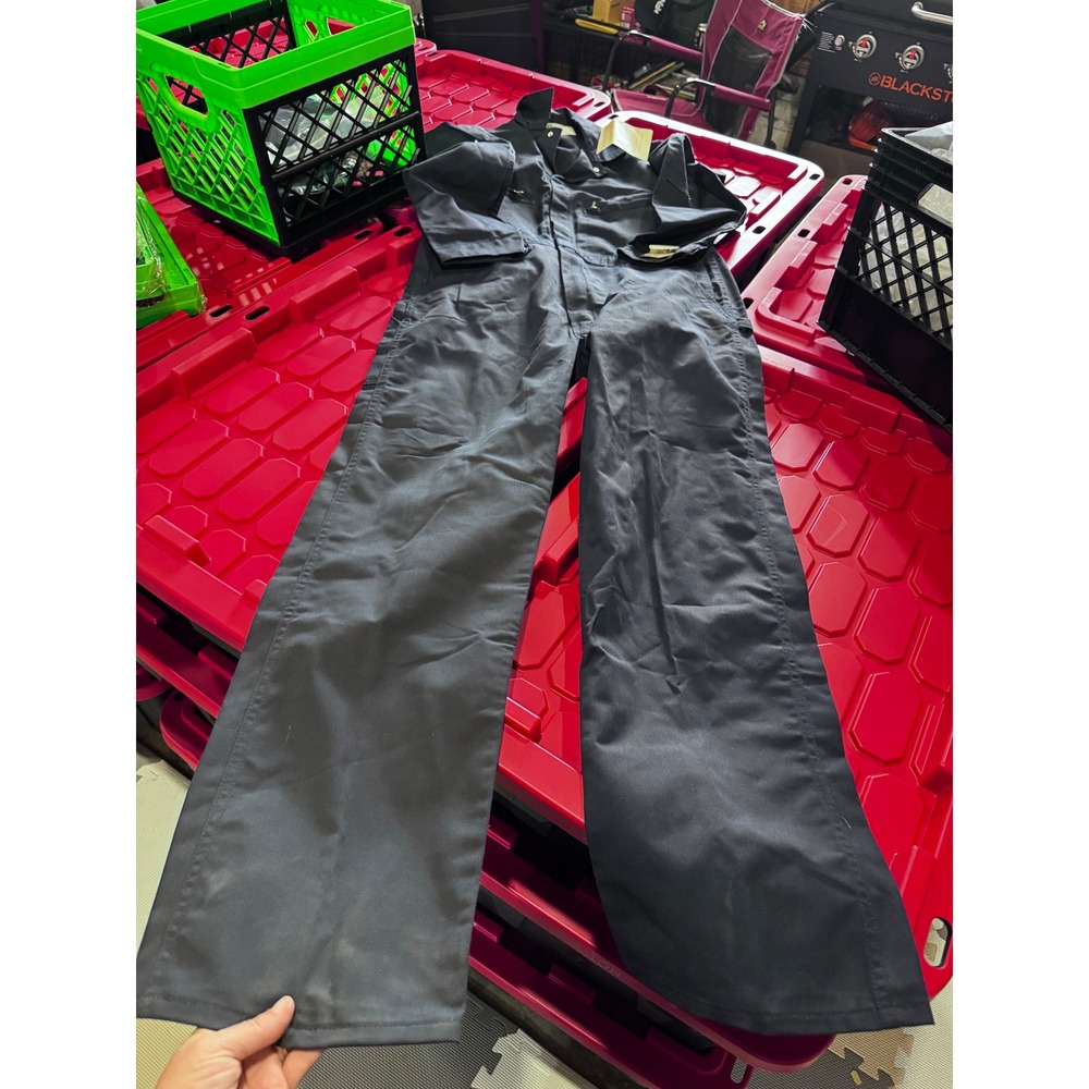 Vintage Key Industries Mens Navy Blue Work Coveralls 40 Long Made in USA 948.41